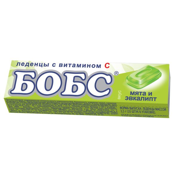 Карамель леденцовая с витамином С Мята с эвкалиптом Бобс 3.5г 10шт