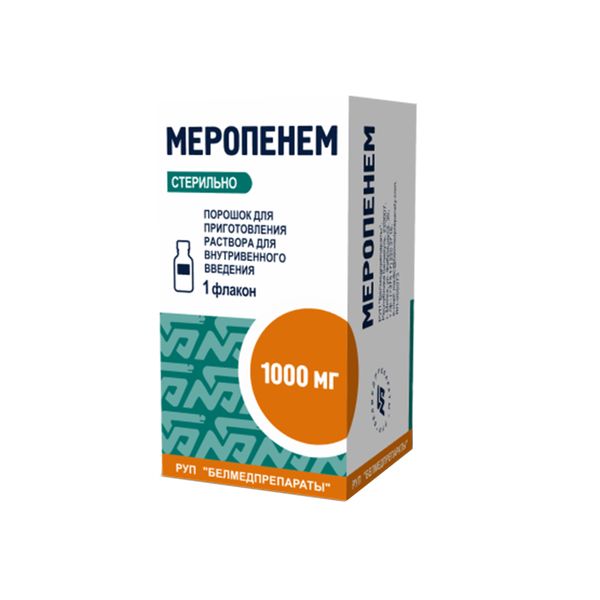 Меропенем порошок для приг. раствора для в/в введ. 1000мг