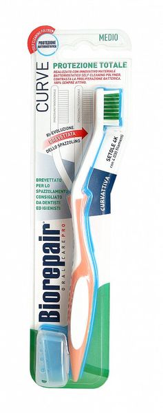 Щетка зубная средней жесткости комплексной защиты изогнутая Protezione Totale Curve Biorepair/Биорепэйр